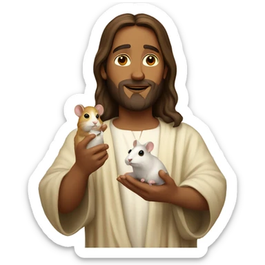 jesus holding hamster sticker