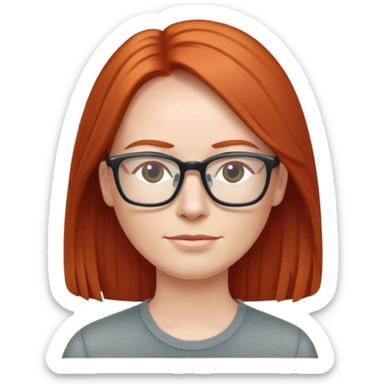 middle age Red head long straight hair pale skin wearing glasses sticker