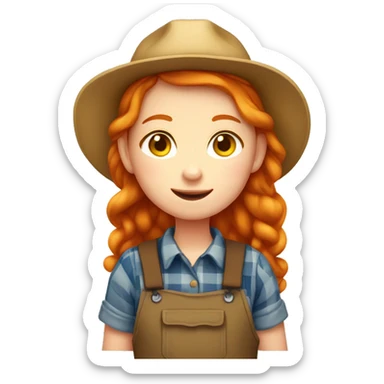 ginger farmer girl cute sticker