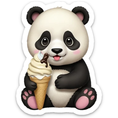 Panda eating ice cream sticker