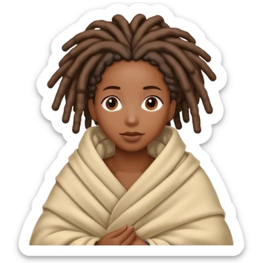 Black woman with locs in a blanket sticker