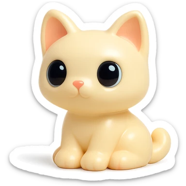 cute cat, big eyes, sitting pose, vinyl figure style sticker