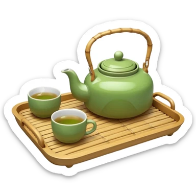 japan bamboo tray with a teapot and cup sticker