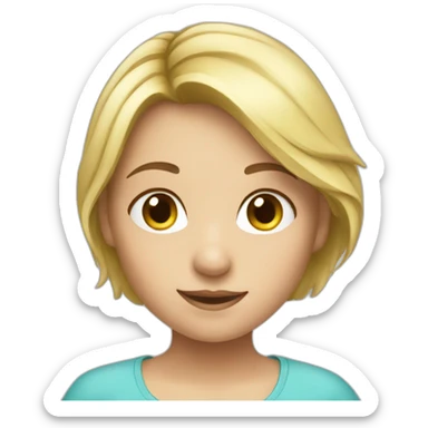 a children girl blonde helping sticker