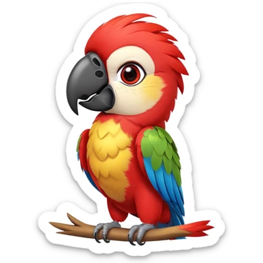 cinematic-cute-macaw-portrait-emoji,-head-tilted-playfully-and-inquisitively,-with-a-dazzling-red-plumage-and-round,-sparkling-eyes-filled-with-charm,-simplified-yet-irresistibly-adorable-features,-highly-detailed sticker