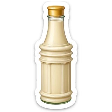 Creamy salad dressing in a bottle shaped like a roman column sticker