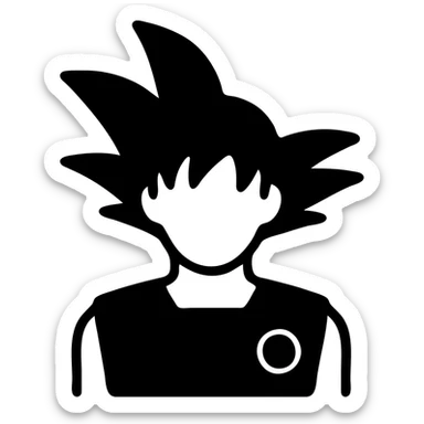 filled solid icon of GOKU, with bold shapes and martial arts uniform sticker