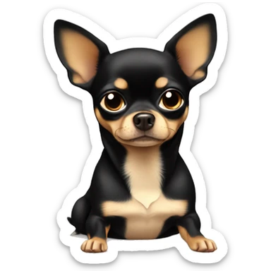 Black tan chihuahua broken heart sad sticker