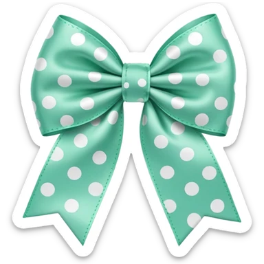 mint green bow with white dots sticker