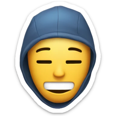 A man holding a mask that looks like he’s smiling while hiding a sad face  sticker