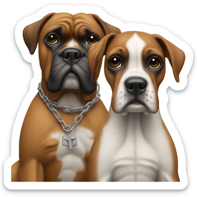 Boxer dog with Jesus sticker