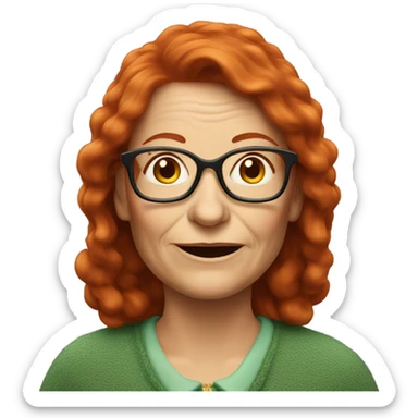 older irish woman with long red hair and glasses sticker