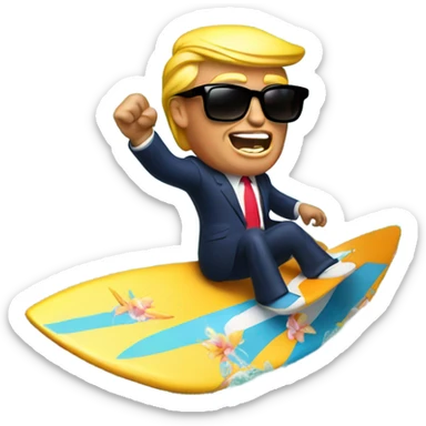 Donald Trump in sunglasses surfing sticker