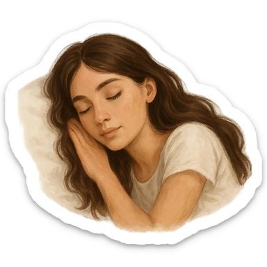 brunette girl sleeping, variation 3, peaceful and serene sticker
