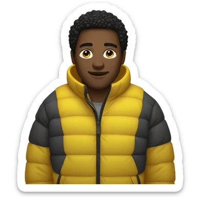 Black man wearing a yellow puffer jacket  sticker