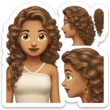 Indian girl wavy long curly hair medium skin that is tanned with hoop earrings sticker