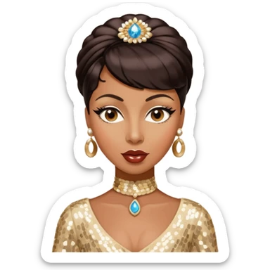 Josephine Baker with dark brown hair, cream sequin outfit sticker