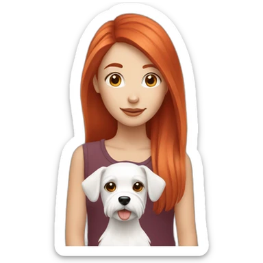 Red-haired girl with Maltese dog sticker