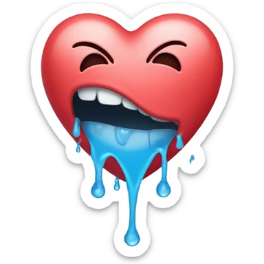 heart face with dripping water out of its mouth sticker