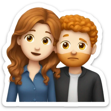 Brown hair girl kissing ginger guy sticker