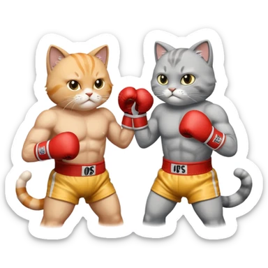 Two buff cats boxing sticker