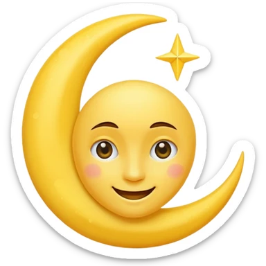 crescent moon with a face sticker