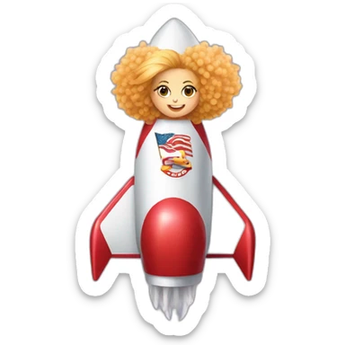 pom pom girl inside a rocket sticker