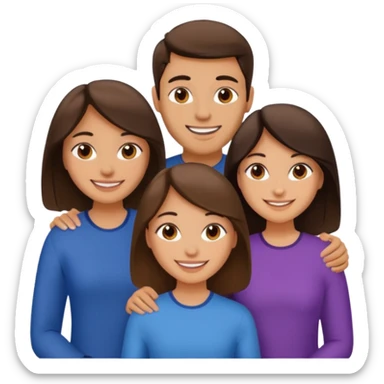 Throuple 2 girls 1 guy brunettes  sticker