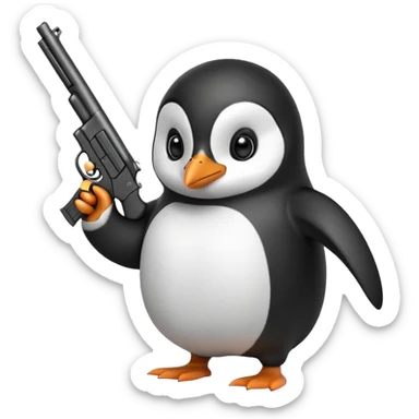 Penguin with a gun sticker