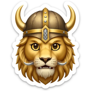 lion, viking helmet,  sticker