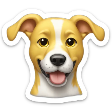 yellow and white dog with muscles and thumbs up sticker