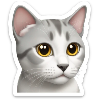 Gray and White British short hair cat sticker