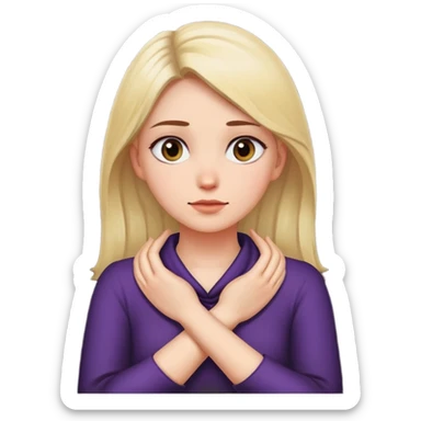 A women crossing her hands around her neck with x’s as her eyes  sticker