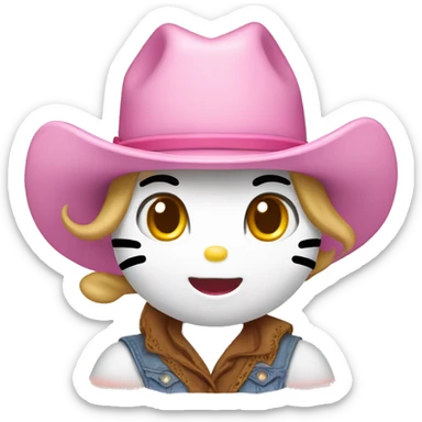 Hello kitty face COWGIRL sticker