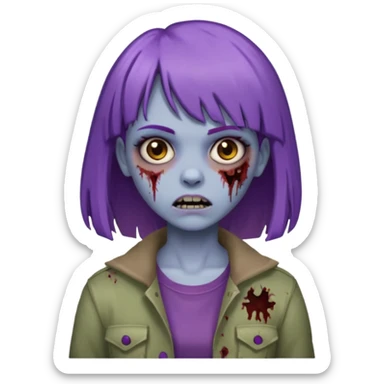 criei um zombe feminino com o cabelo com franja, o cabelo a metade roxa e o resto castanho  sticker