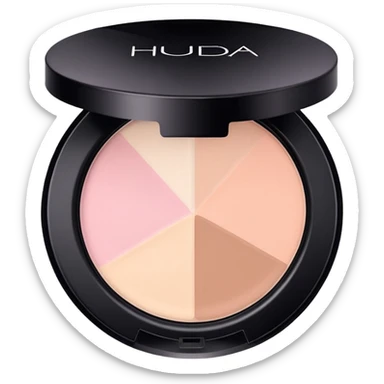 Clean, aesthetic emoji of Huda Beauty loose powder, soft glam vibe, pastel tones, makeup icon style, high quality. sticker