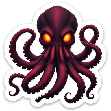 Dark tentacle monster silhouette on a dramatic red sky. sticker