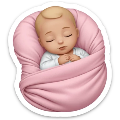 One baby fully swaddled sleeping baby with a white shirt wrapped in a light pink blanket sticker