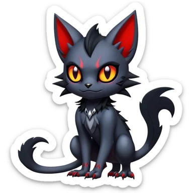 Vampiric feral futuristic gothic emo dark Litten-Noibat-Fakémon-hybrid-creature (full body) sticker