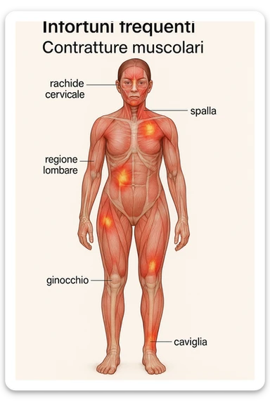 donna con infortuni e contratture frequenti in 3D immagine medica in italiano  sticker