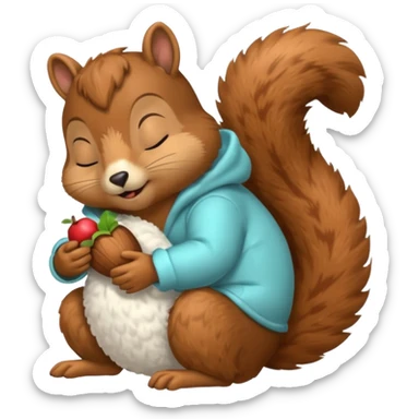 squirrel in acorn pajama suit snoring sticker