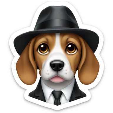 Beagle puppy in suit and fedora  sticker
