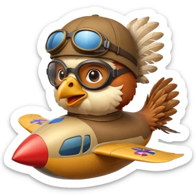 rooster pilot flying glider sticker