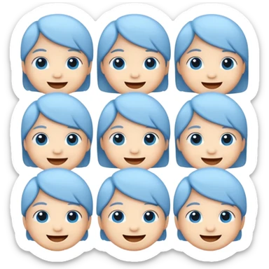 Baby Blue, gray and white emojis sticker
