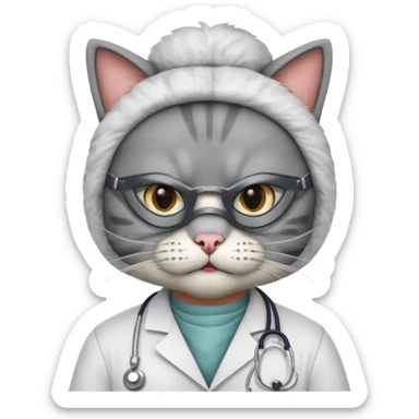 doctor cat, surgeon mask sticker