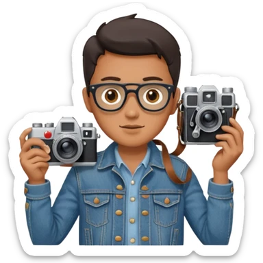 Photographer with vintage film camera sticker