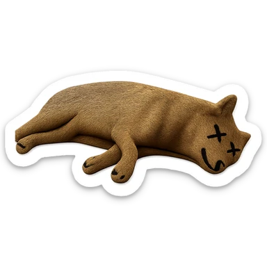 Remove the border and shadow under the dead wolf, keep the rest of the image realistic. Add X's on the eyes to indicate death. No background, isolate the subject. sticker