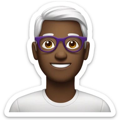 Pelo café con lentes morados sticker