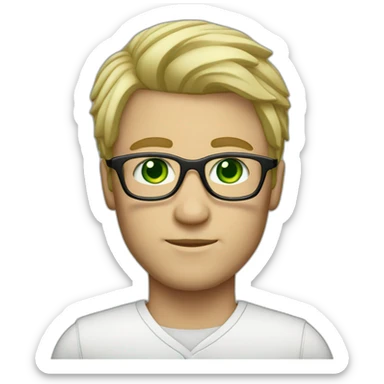 blond court hair man with glasses green eyes sticker