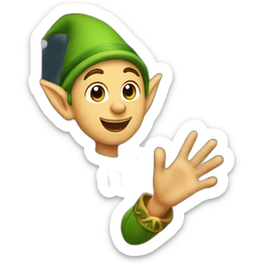 elf waving right hand coming out of the right side of the window sticker